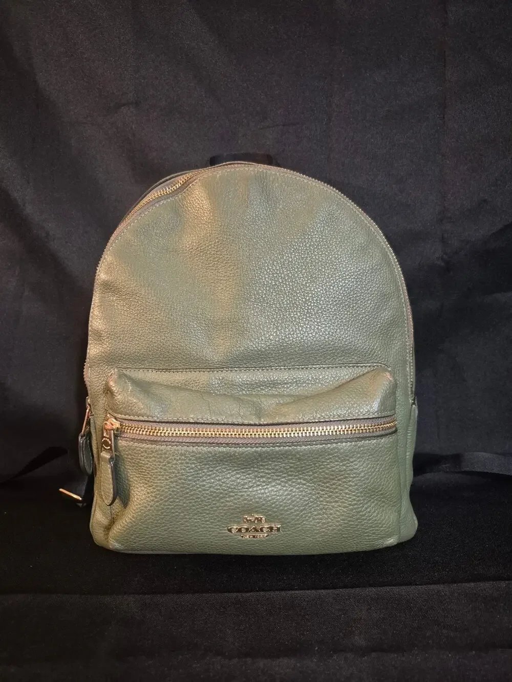 COACH Bag 30550 Backpack Pebbled Leather Medium Women's - Rare Green Authentic